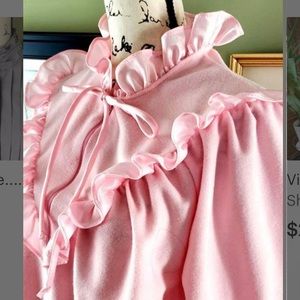 Vintage Carriage Court Long Pink Victorian Warm High Neckline Housecoat Robe